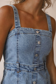 Buttoned Up In Blue Dress