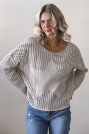 Neutral Star Knit Sweater