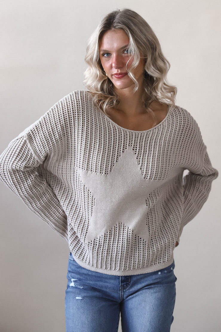 Neutral Star Knit Sweater