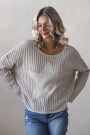 Neutral Star Knit Sweater