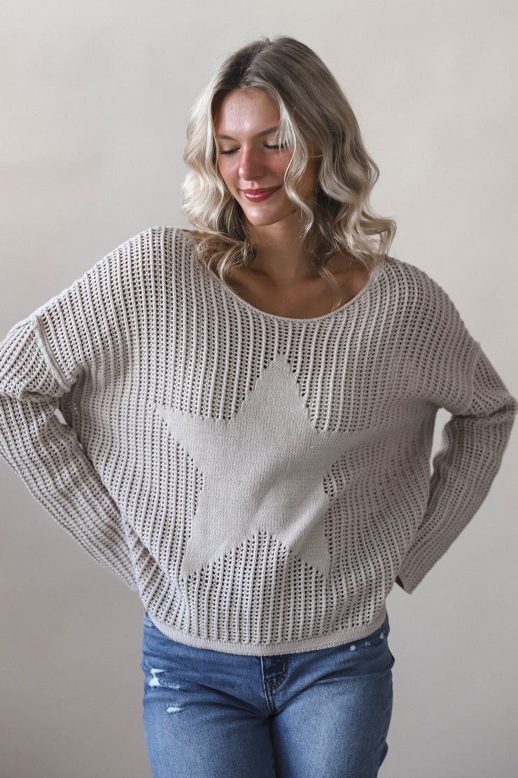 Neutral Star Knit Sweater