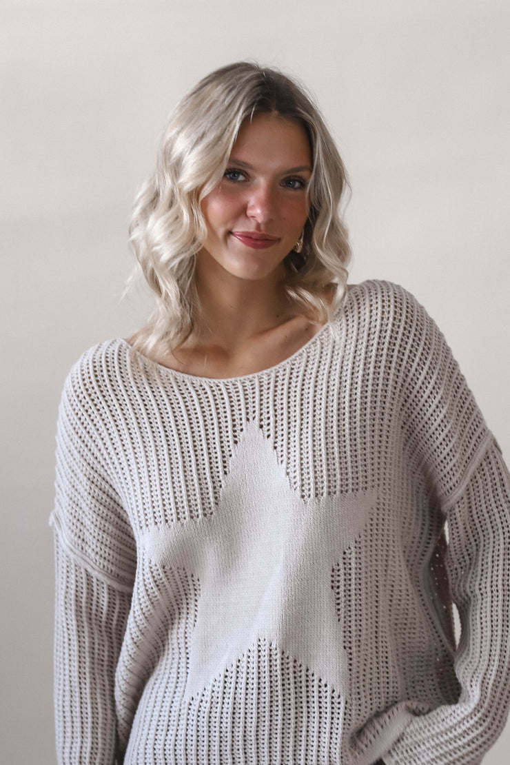 Neutral Star Knit Sweater