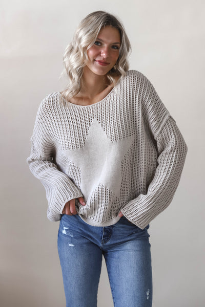 Neutral Star Knit Sweater