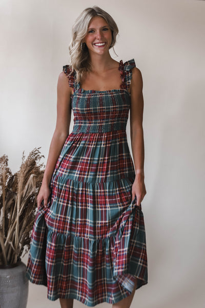 Evergreen Plaid Dress