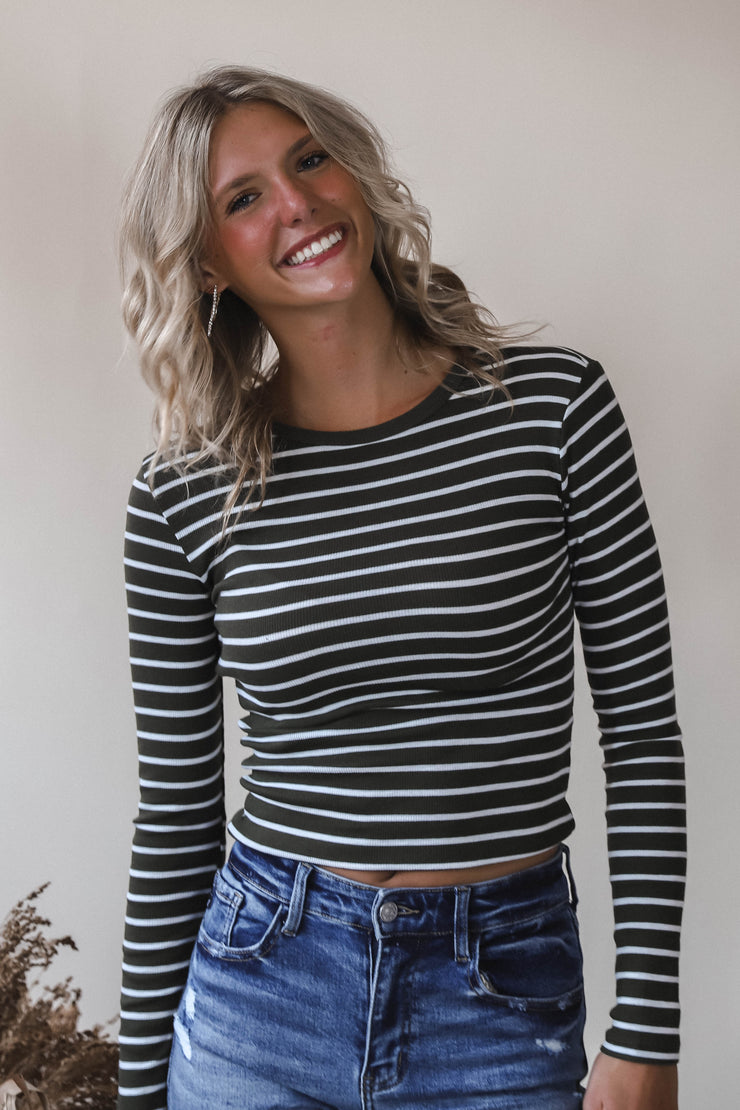 Olive Grove Stripe Tee