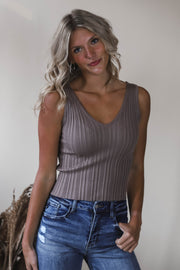 Mocha Essential Rib Tank