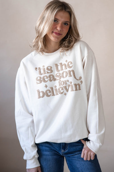 Tis’ the season glitter sweatshirt