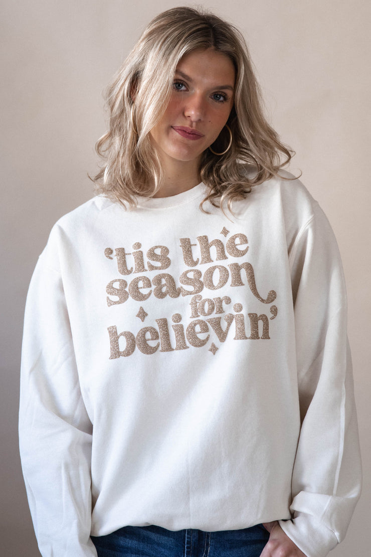 Tis’ the season glitter sweatshirt