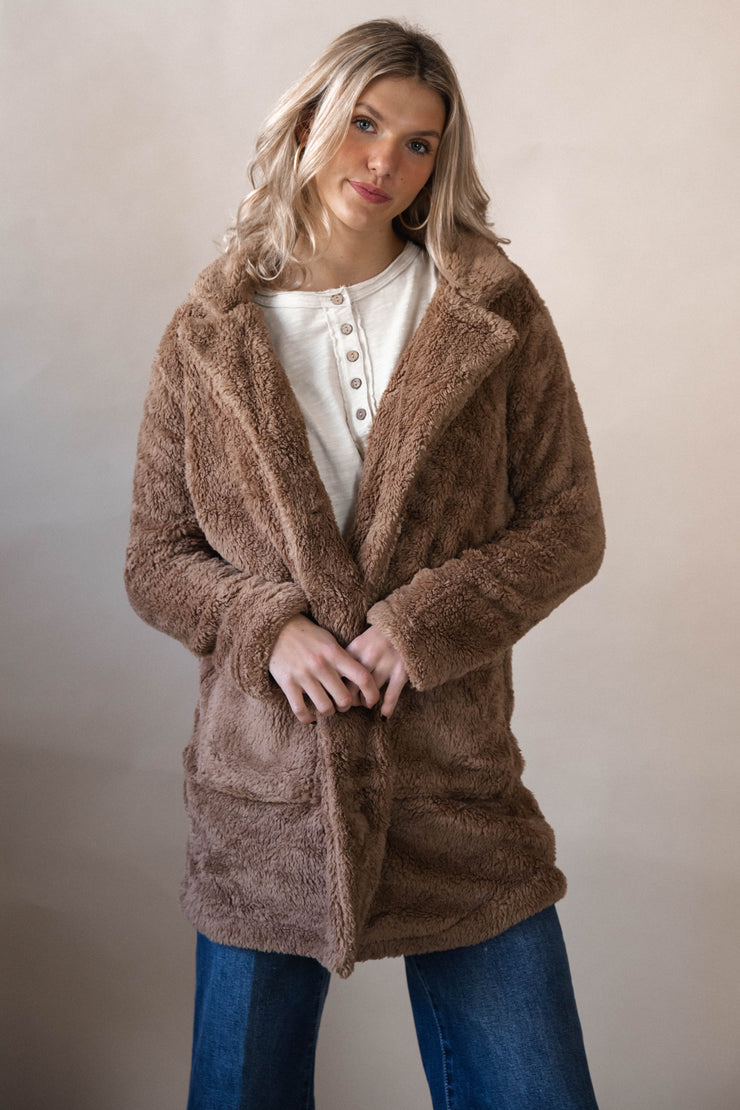 Long Sherpa Jacket Mocha