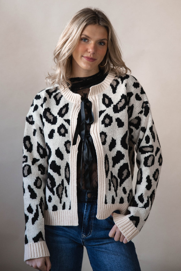 Leopard Bow Cardigan