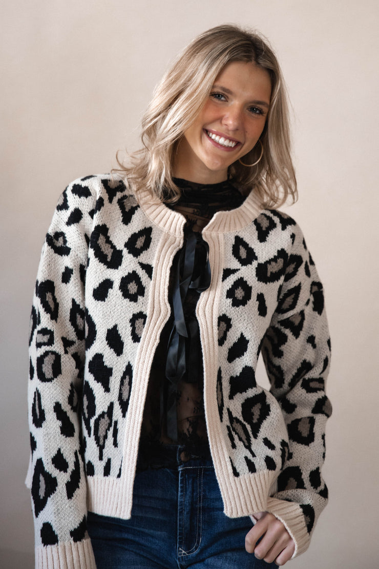 Leopard Bow Cardigan