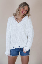 Chelsea Chenille White Sweater