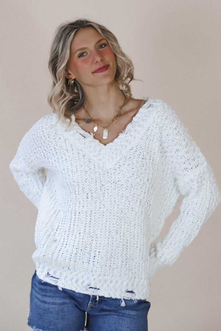 Chelsea Chenille White Sweater