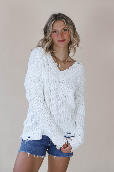 Chelsea Chenille White Sweater