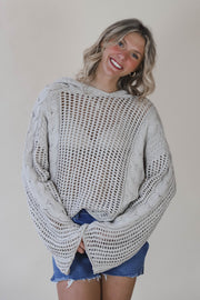 Braided Knit Hooded Sweater