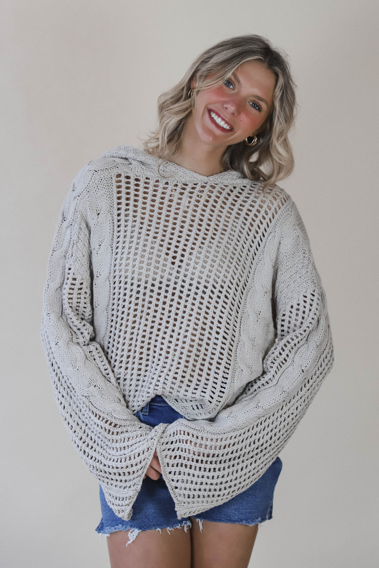 Braided Knit Hooded Sweater