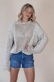 Braided Knit Hooded Sweater