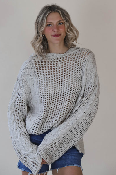 Braided Knit Hooded Sweater