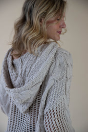 Braided Knit Hooded Sweater