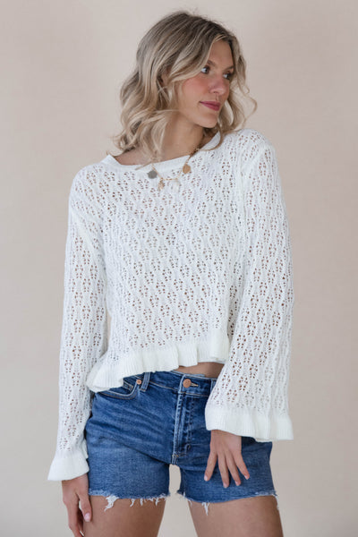 Ivory Raleigh Ruffle Sweater