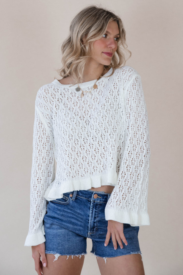 Ivory Raleigh Ruffle Sweater