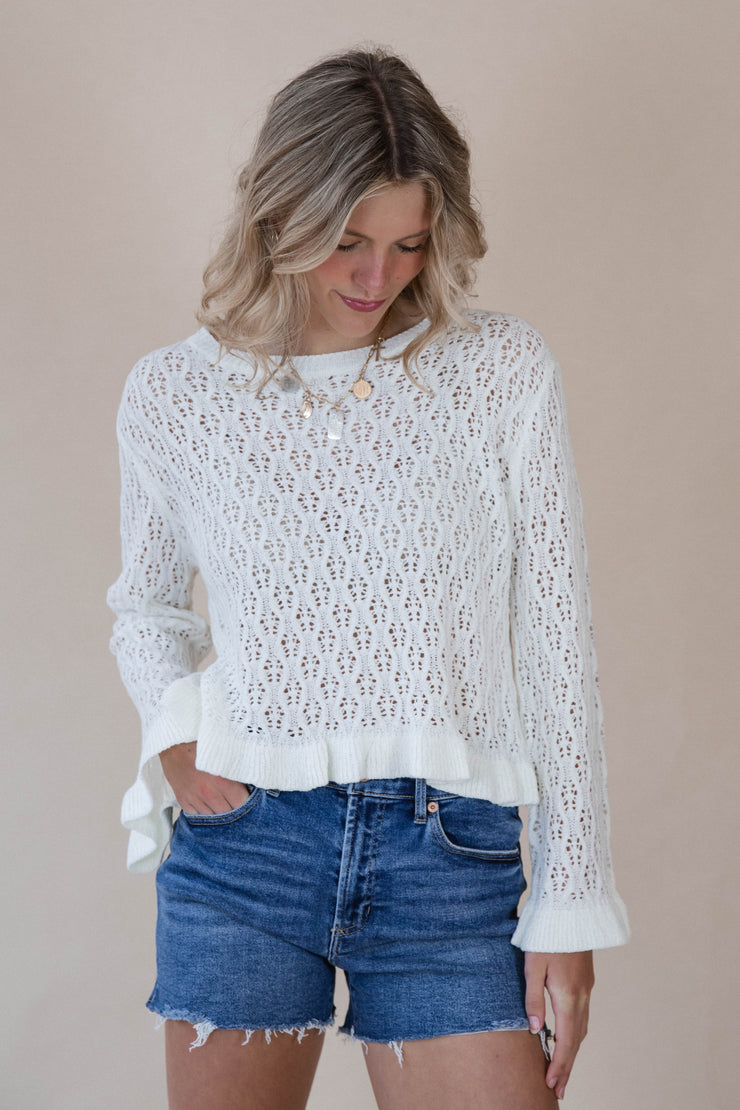 Ivory Raleigh Ruffle Sweater