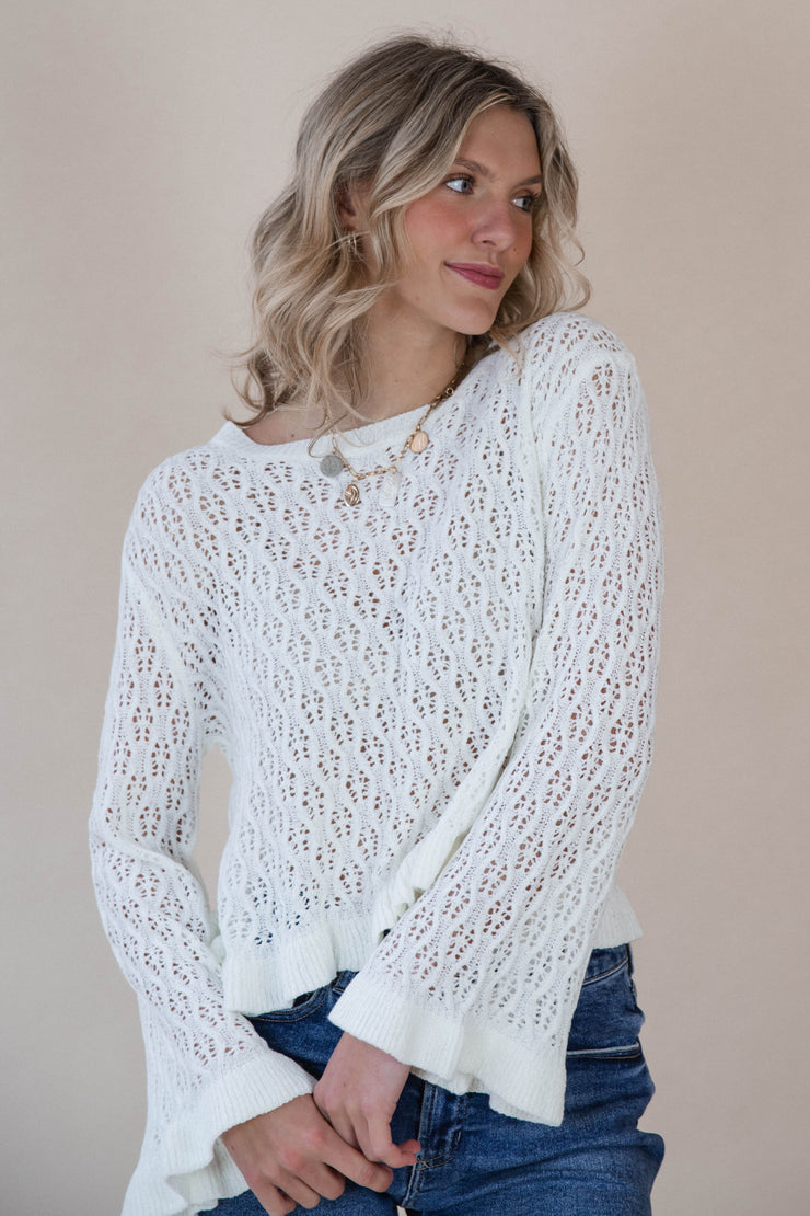 Ivory Raleigh Ruffle Sweater