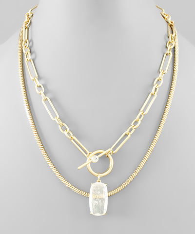 Stone & Chain Necklace