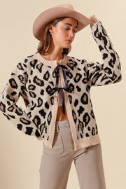 Leopard Bow Cardigan