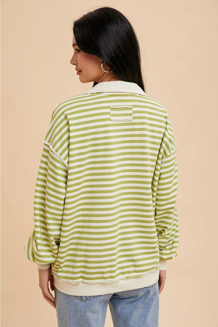 Lime Wedge Stripe Pullover