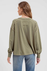 Olive Bubble Henley