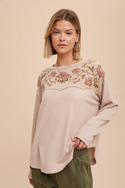 Whitney Almond Embroidered Blouse