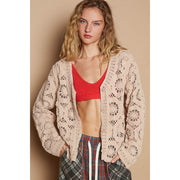 Tessa Taupe Open Knit Buttondown