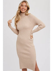 Tara Turtleneck Ribbed Sweater Dress