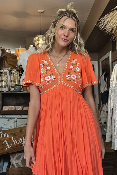 Raquel Citrus Embroidered Dress