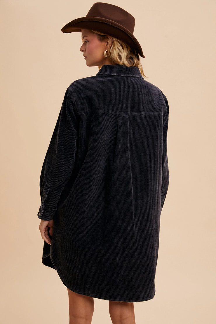 Cami Charcoal Corduroy Duster