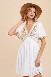 Raquel White Embroidered Dress