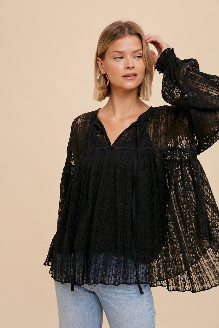 Lottie Black Lace Blouse