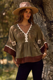 Colorblocked Boho Blouse