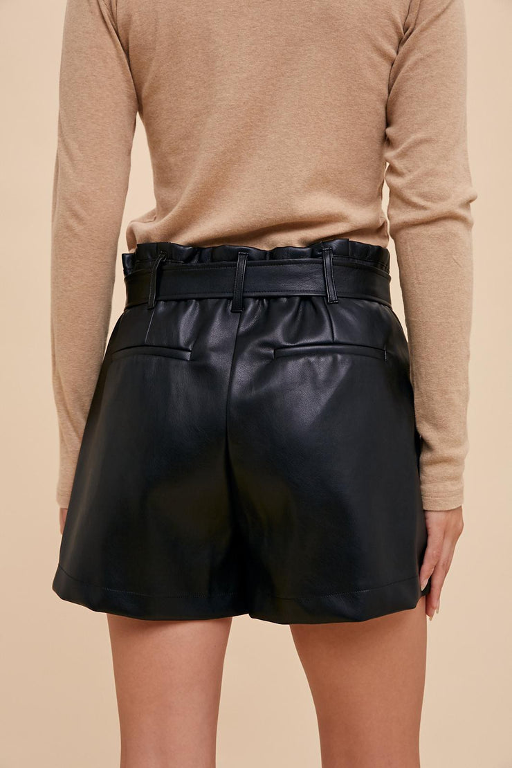 Jackie Black Leatherette Shorts