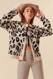 Leopard Bow Cardigan