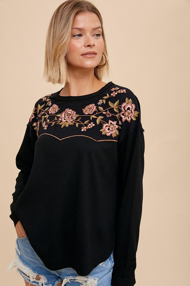 Whitney Black Embroidered Blouse