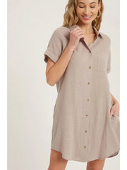 Beckah Mushroom Button-up Shirt Dress