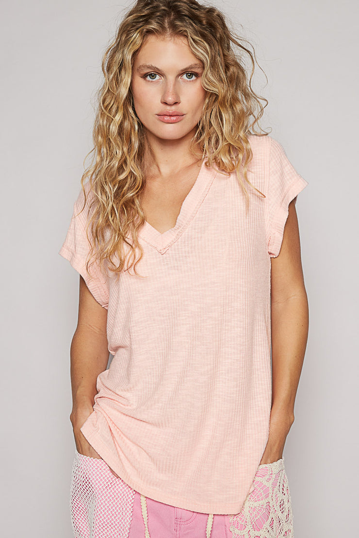 Peachy Ribbed Tee