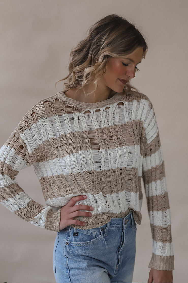 Khaki Striped Sweater