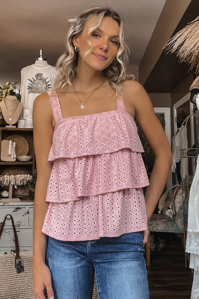 Raelynn Ruffle Pink Tank