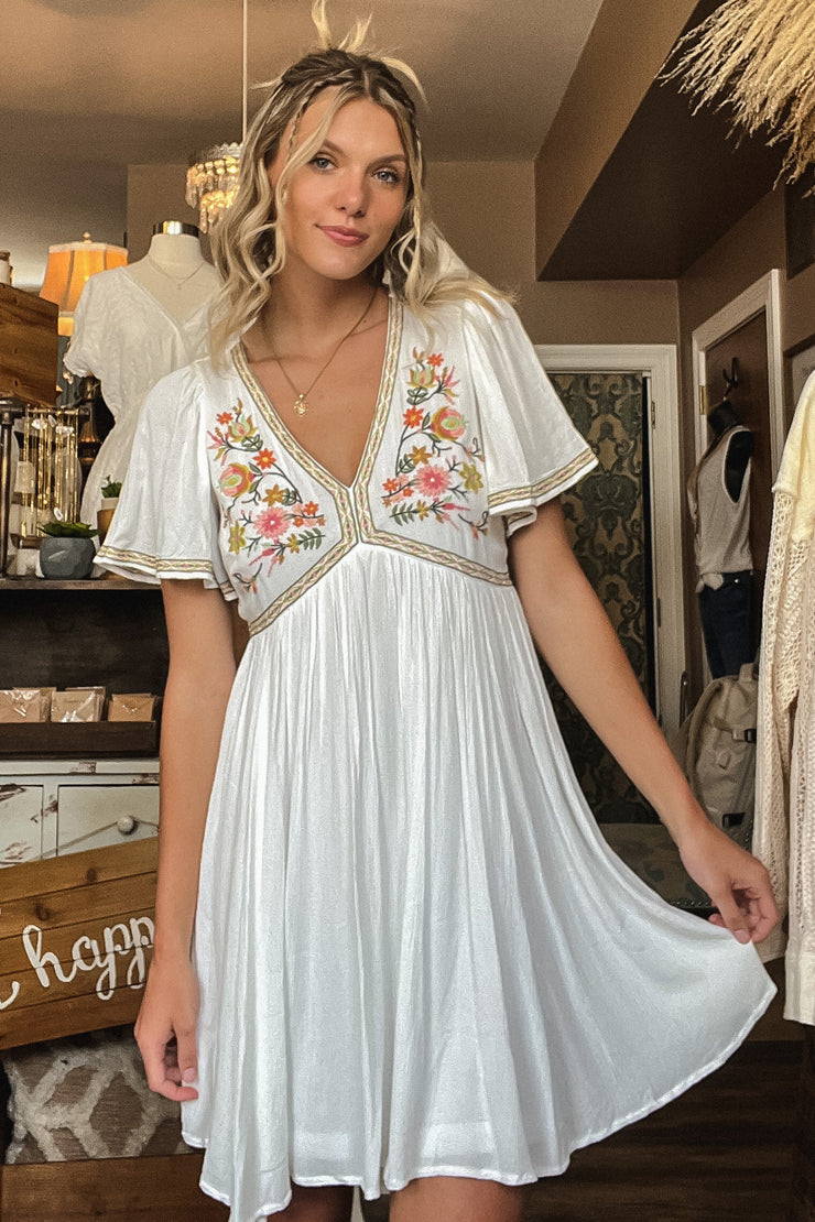 Raquel White Embroidered Dress