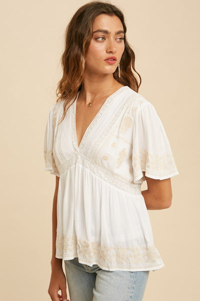 Olivia White Embroidered Blouse