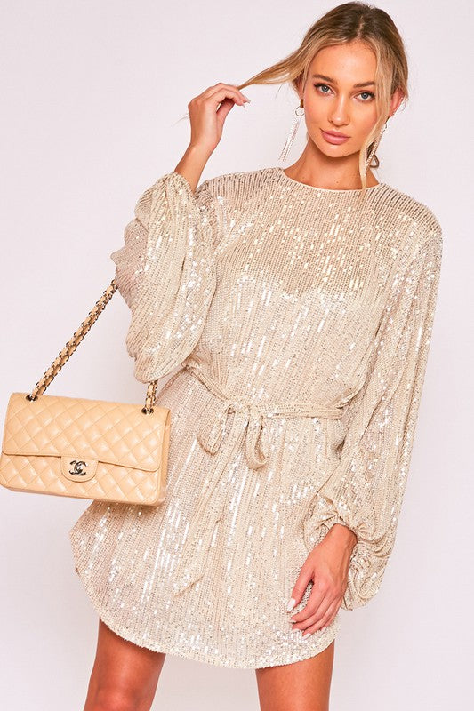 Serena Golden Sequin Dress