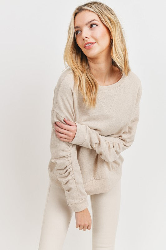 Ruched Sleeve Sweatshirt